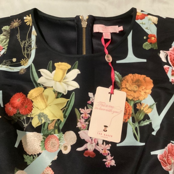 TED BAKER Navy Ottoman Alphabet Skater Dress Size 1 (Aus 8) - Picture 5 of 10